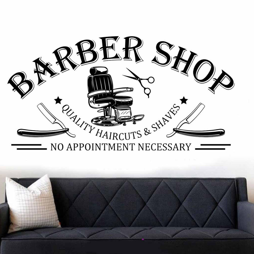 Home Barbershop - Pegatina artística de pared para ventana