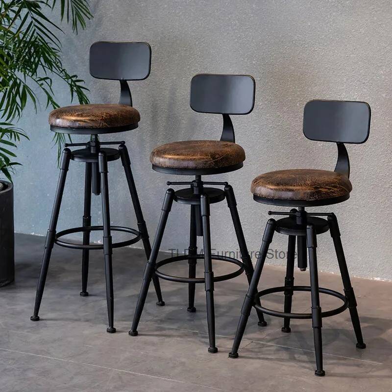 Home Bar Seating - Silla de bar de hierro retro,