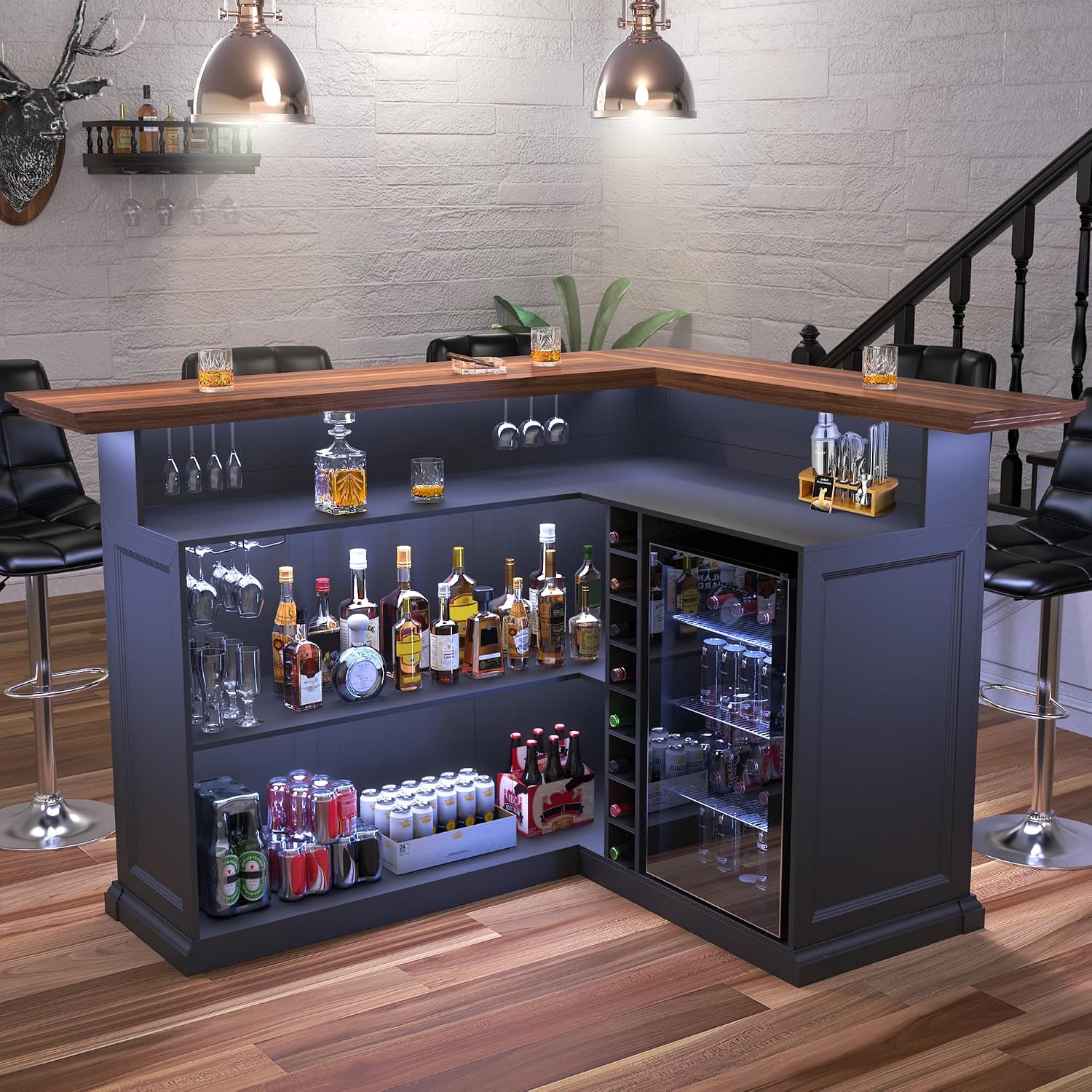 Home Bar And Fridge - Mueble Bar en Forma de L