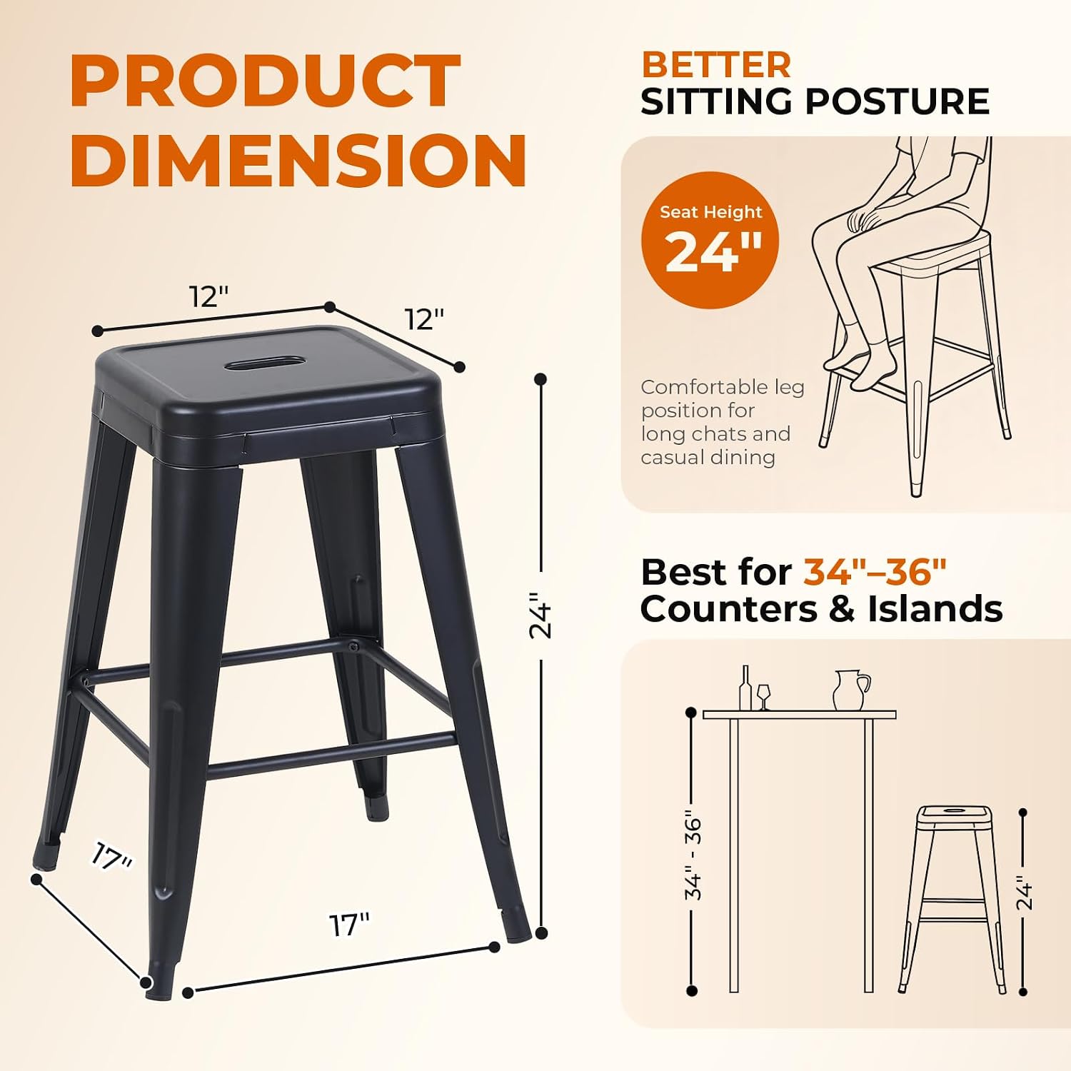 Juego de 6 taburetes de metal  - Home Bar Seating reseña y precio