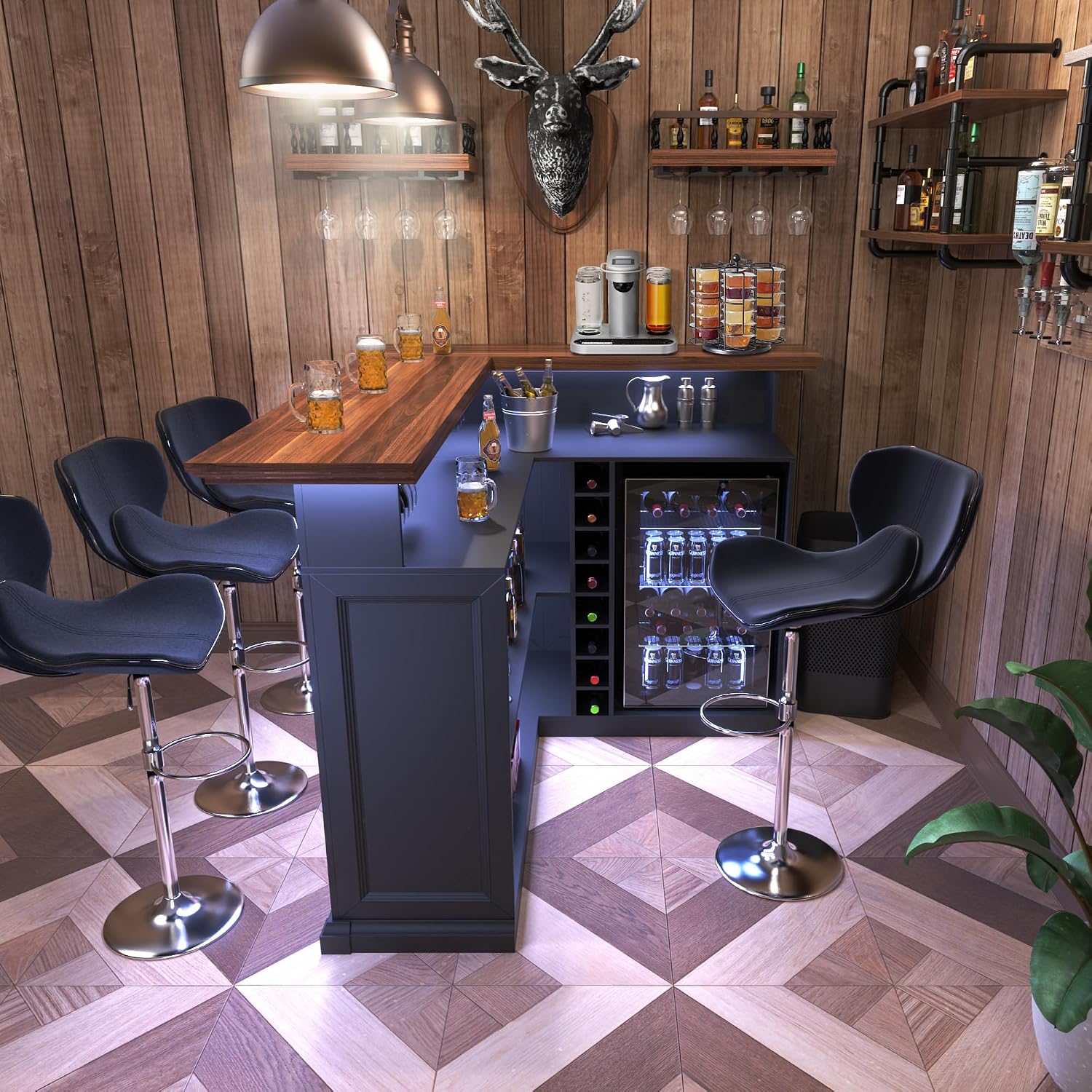 Mueble Bar en Forma de L con E - Home Bar And Fridge reseña y precio